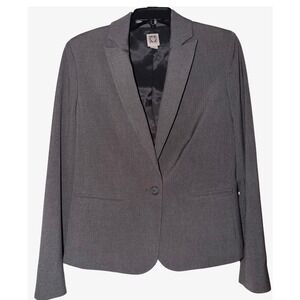 Anne Klein Women's Blazer Gray One Button Business‎ Casual Size 10